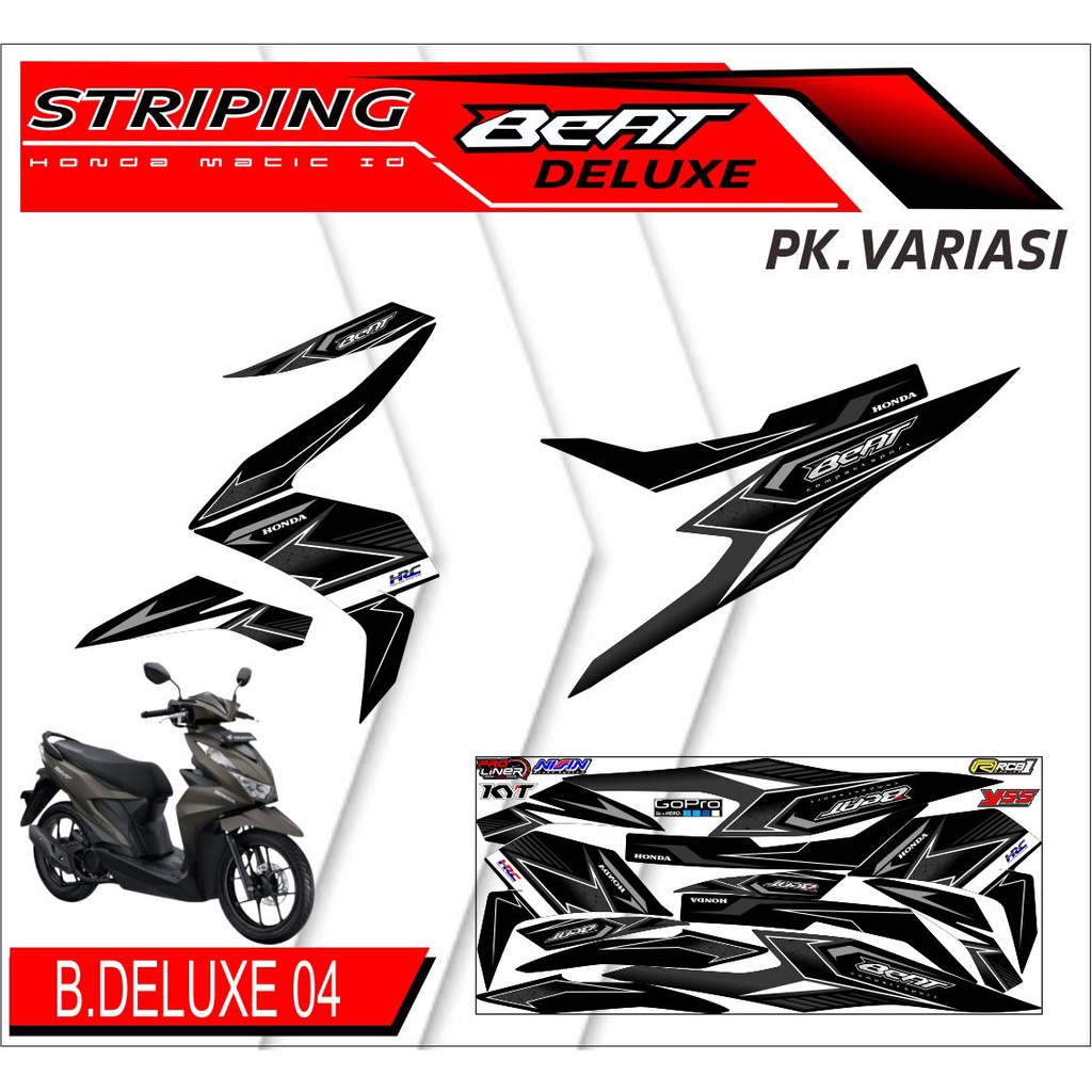 Striping Beat Deluxe - Sticker Striping List Variasi Motor Beat Deluxe Motif Racing #honda beat delu