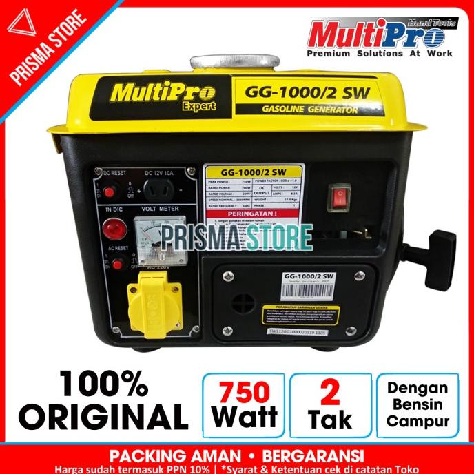 Multipro Mesin Genset Listrik Bensin Generator 1000 watt GG-1000/2 SW