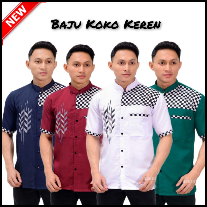 Baju Koko Kurta Dewasa Lengan Pendek Material Cotton Adem Serap Keringat