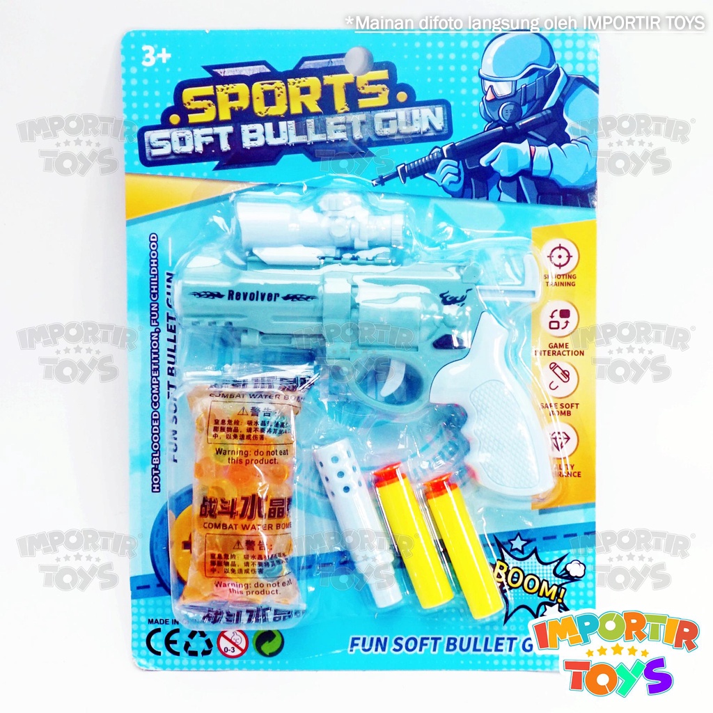 Mainan Anak Tembakan Sport Soft Bullet Gun 2 in 1 Termurah