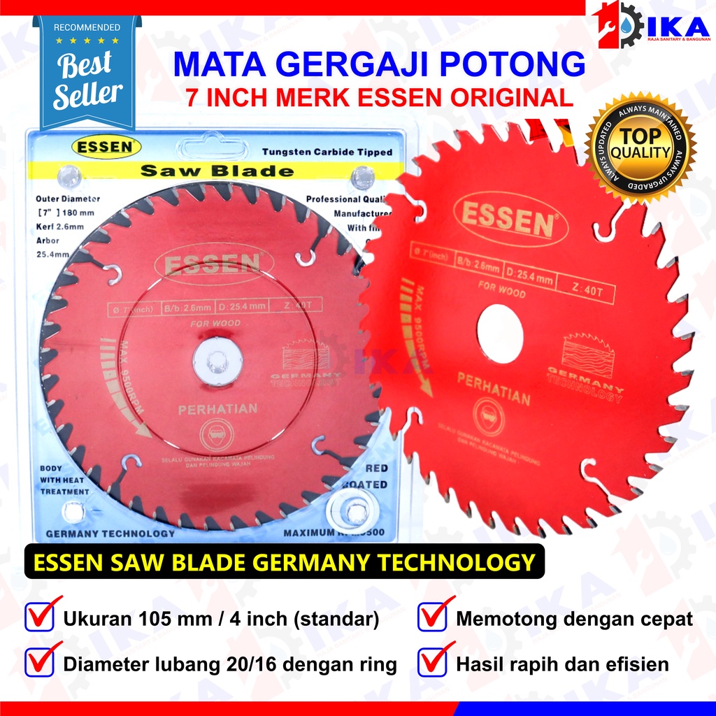 ESSEN Mata Pisau Potong Kayu 7 x 40T - Wood Circular Saw Blade / Mata Potong Kayu TERMURAH!