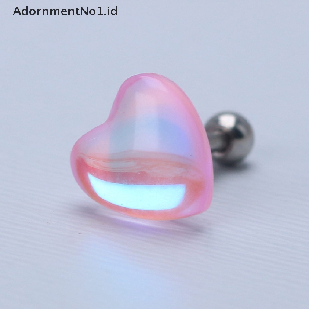 [AdornmentNo1] Baru Aurora Kristal Kaca Peach Jantung Telinga Tulang Kuku Hati Permen Transparan Anting Kecil Anting Telinga Tulang Kuku Bibir Perhiasan Tubuh [ID]