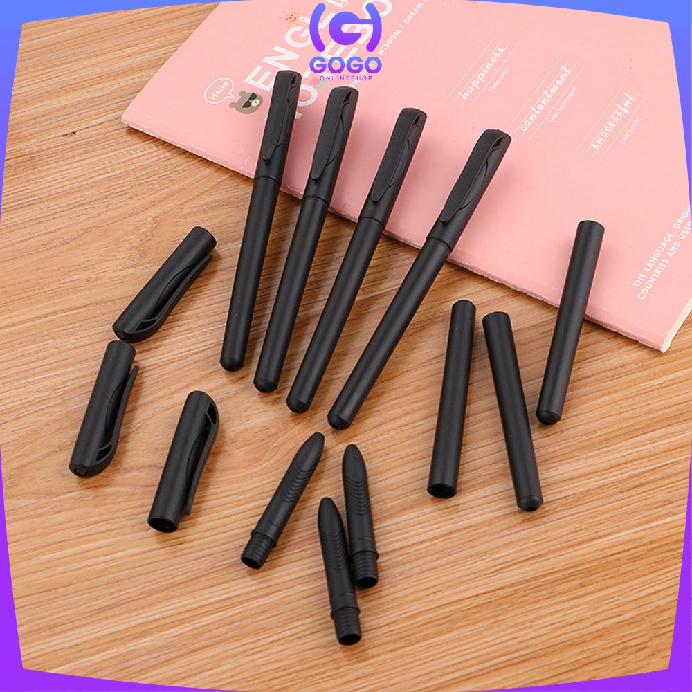 GOGO-A45 Pulpen Hitam 0.7mm Motif Polos Tinta Hitam Simple Ballpoint / Pena Alat Tulis Kantor Sekolah Pens Black Import
