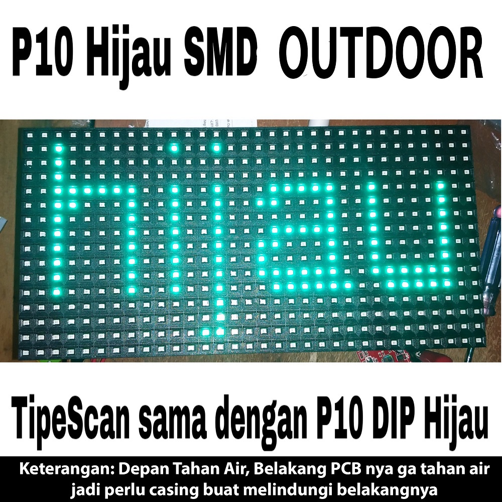 Panel Modul LED P10 Hijau SMD OUTDOOR HUB12 32x16cm