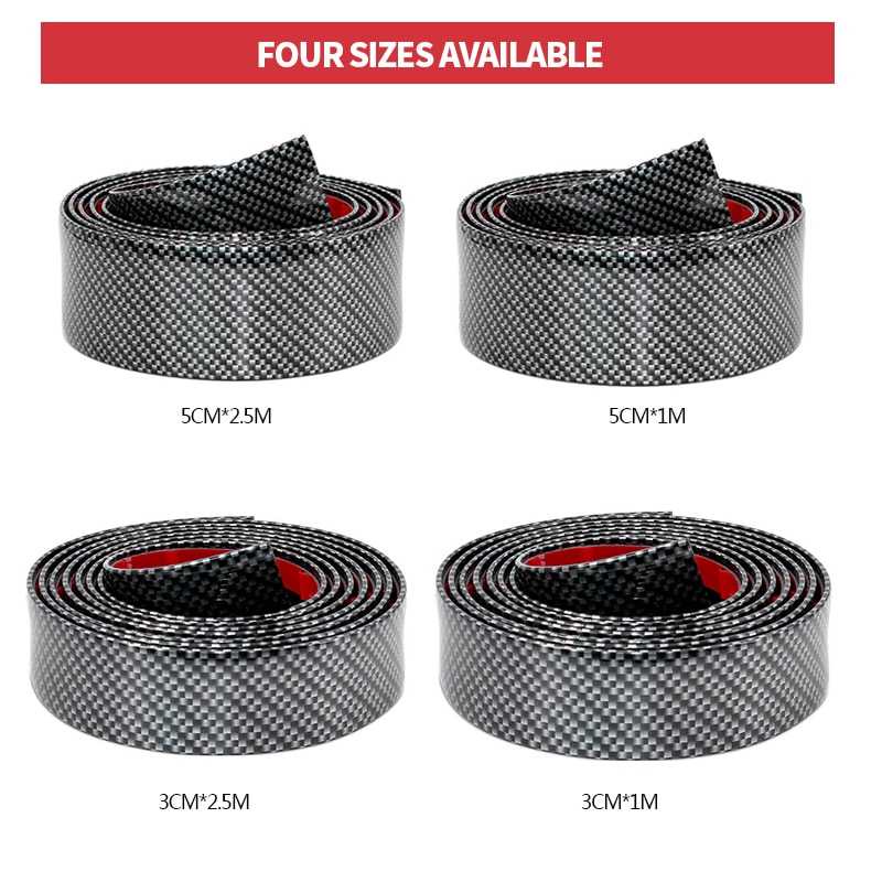 Stiker Vinyl Mobil Carbon Fiber Rubber Strip Bumper Guard 5 x 250 cm - C38404