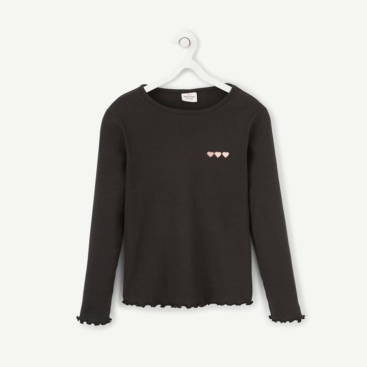 Kaos Anak Perempuan Hitam Lengan Panjang Rib 12t