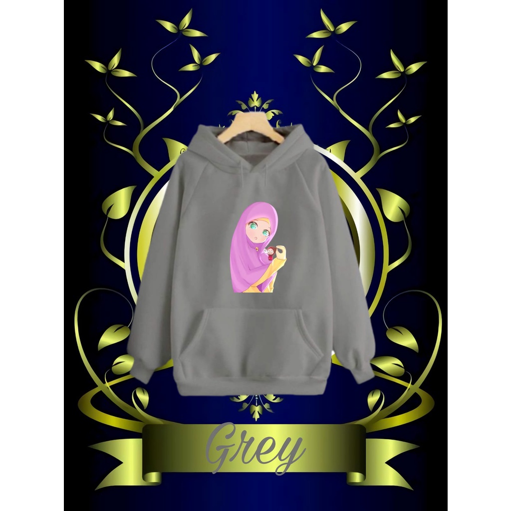 Hzl_outfit Sweater Hoodie Hijab Purple Anak Perempuan/ HOODIE ANAK PEREMPUAN SWEATER
