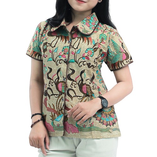 Kemeja Batik Wanita  Atasan Jumbo Kancing Depan S-M-L-XL-XXL-3L-4L-5L