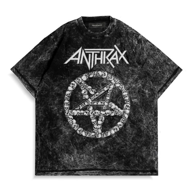 Ash T-shirt Oversize Metal Anthikax Washed