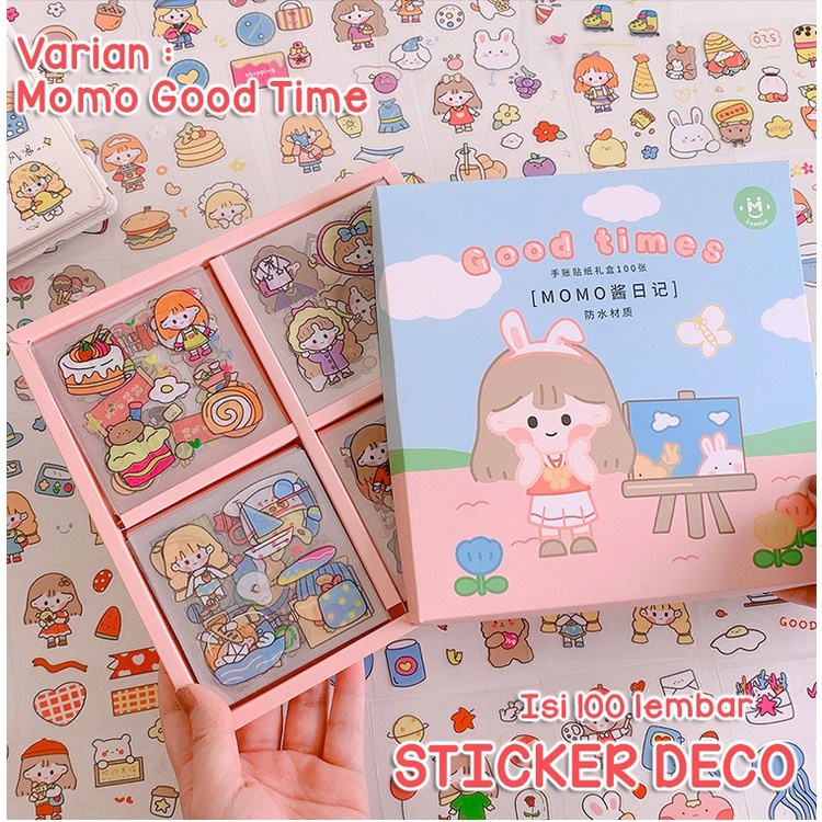 Isi 100 Lembar Sticker Stiker Deco Aesthetic Lucu Momo Stiker Anti Air Tumblr DIY Hp Stiker Motif Kartun Lucu ala Korea Dekorasi Buku Diary Memo Journal Catatan Harian Anak Sekolah Alat Tulis Bahan Stiker Transparant Bisa Untuk Kado Ulang Tahun @banyak