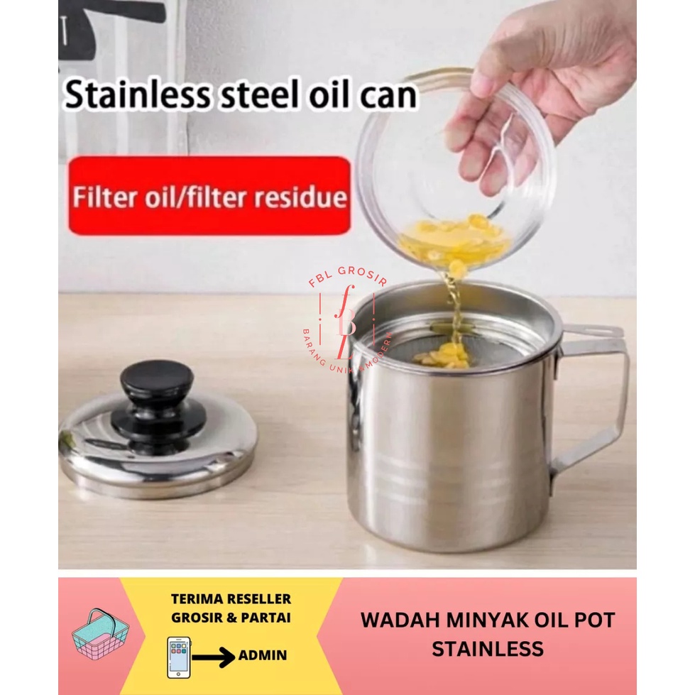 WADAH MINYAK / PENYARING MINYAK / OIL POT STAINLESS / OILPOT FREE BOX FBL