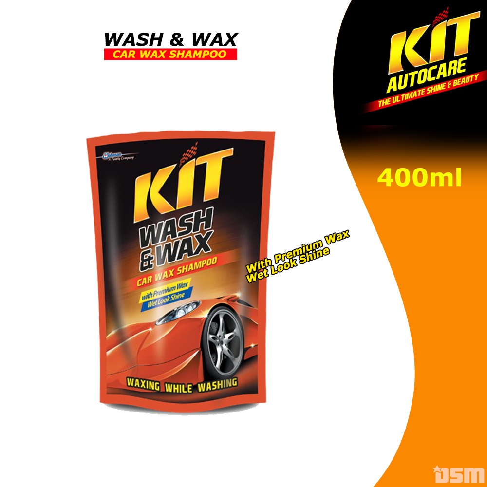 KIT Wash &amp; Wax Shampoo 400ml - Pouch / Mencuci Sekaligus Waxing Mobil Anda / Wet Look Shine