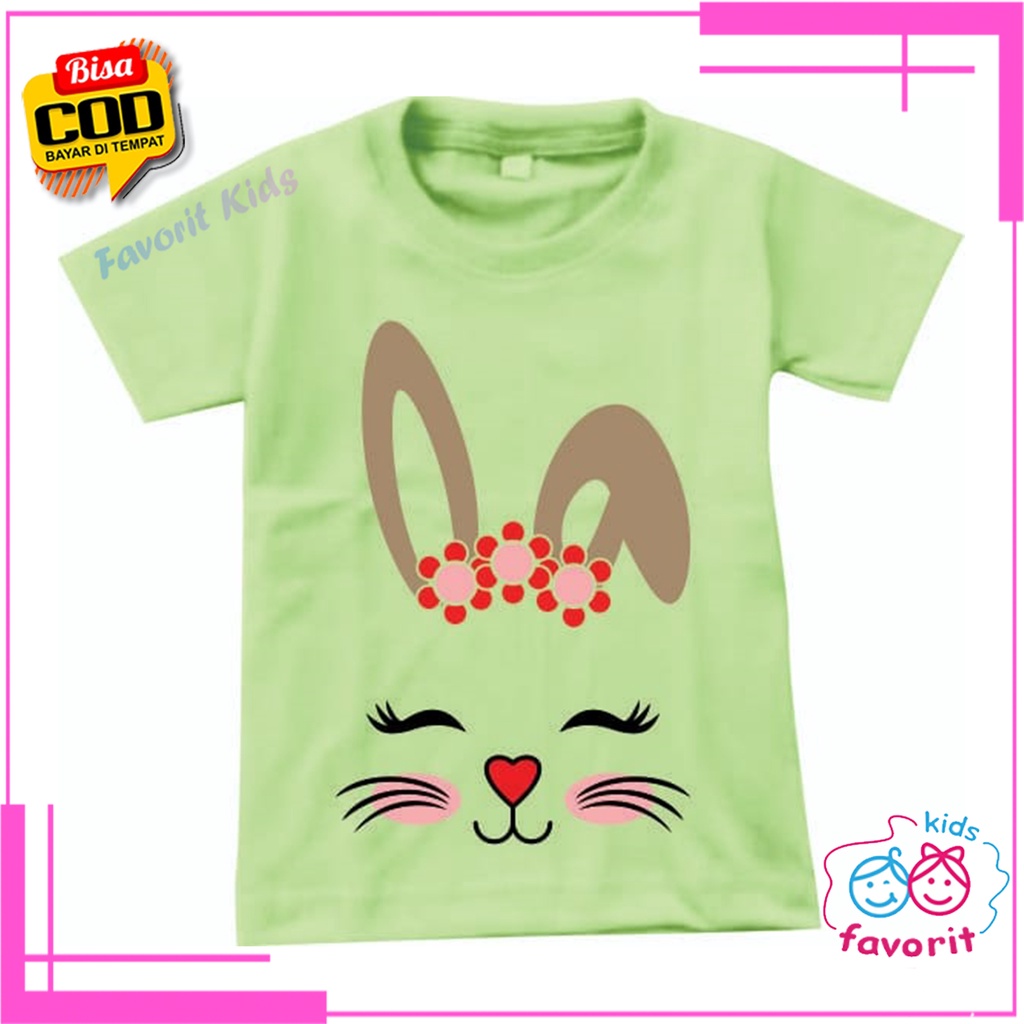 Favorit kids Baju kaos rabbit anak perempuan lengan pendek | baju atasan anak motif kelinci