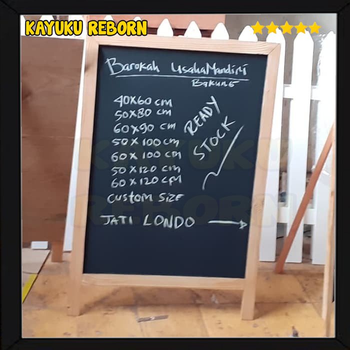 

Blackboard papan tulis stand size 40X60cm papan tulis kapur jati londo Lods