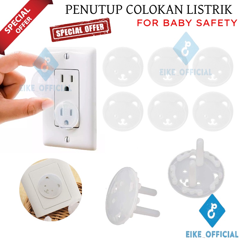 [EIKE] PENUTUP DAN PENGAMAN COLOKAN LISTRIK MOTIF BERUANG / PENGAMAN STOP KONTAK EU / PENUTUP STEKER LUBANG COLOKAN