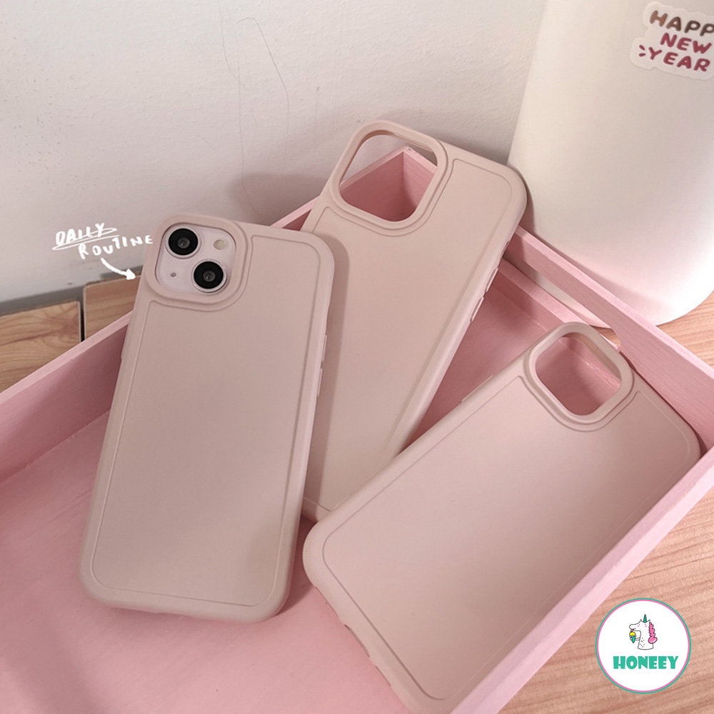 Casing Soft Case TPU Matte Warna Pink Untuk IPhone 7 8 Plus 14 13 12 11 Pro Max