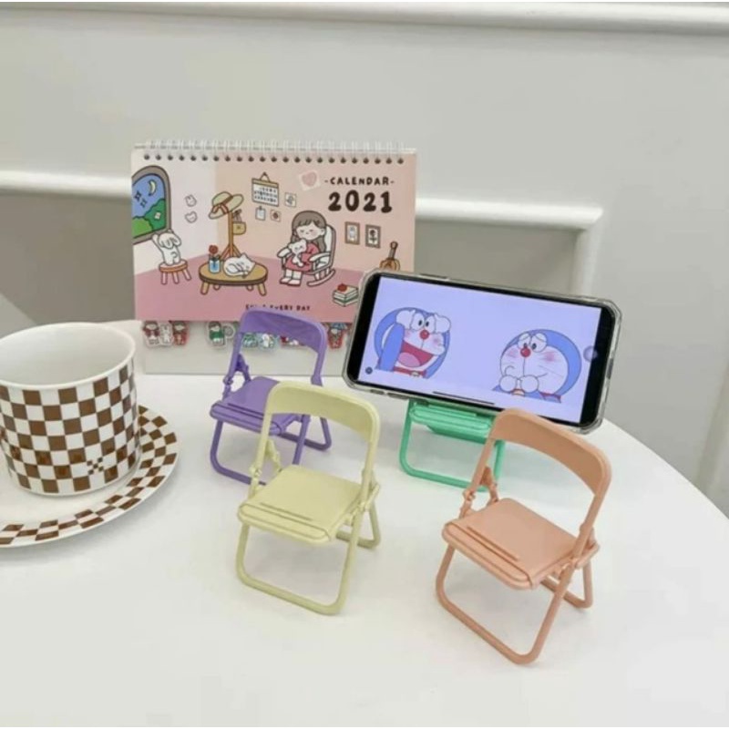 KD 1 Stand Handphone Model Kursi Macaron Sandaran Hp Kursi Lipat Stand Aksesoris Universal Phone / Stand Kursi Hp Macaron / Stand Holder Hp Model Kursi / Holder Hp Kursi Lipat / Folding Chair Stand Holder / Dudukan Ponsel Kursi Phone Holder