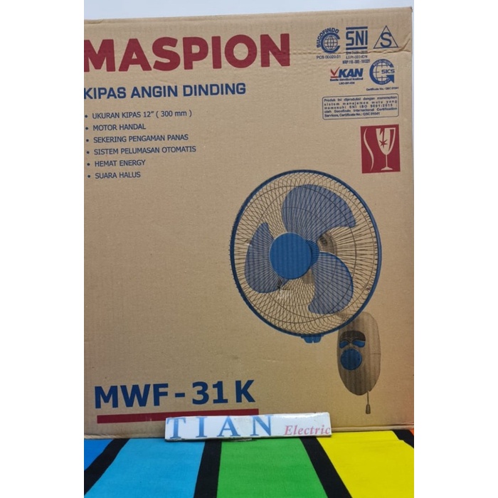 MASPION MWF-31K Wall Fan / Kipas Angin Dinding 12 Inch ORIGINAL.