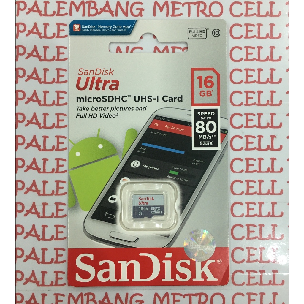 SanDisk ULTRA MICRO SD CARD 16GB - 80MBps