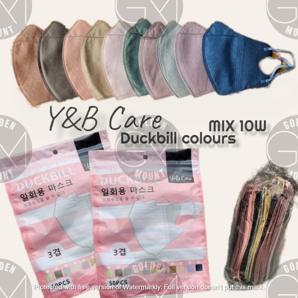Masker Duckbill Y&B Care 3 Ply Mix Warna (50pc)