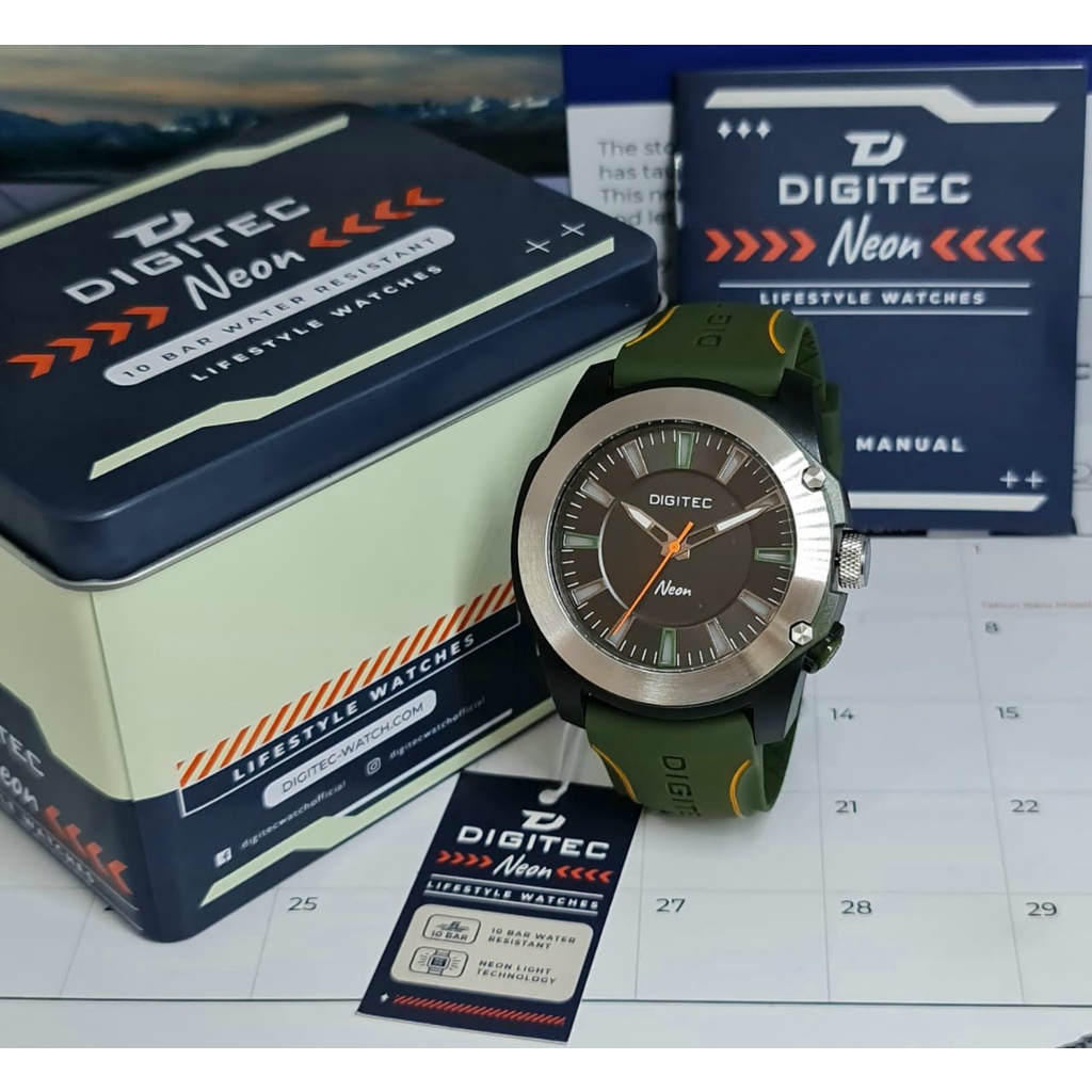 Jam Tangan Pria Original Digitec 5182 Neon Analog Sport Karet Rubber