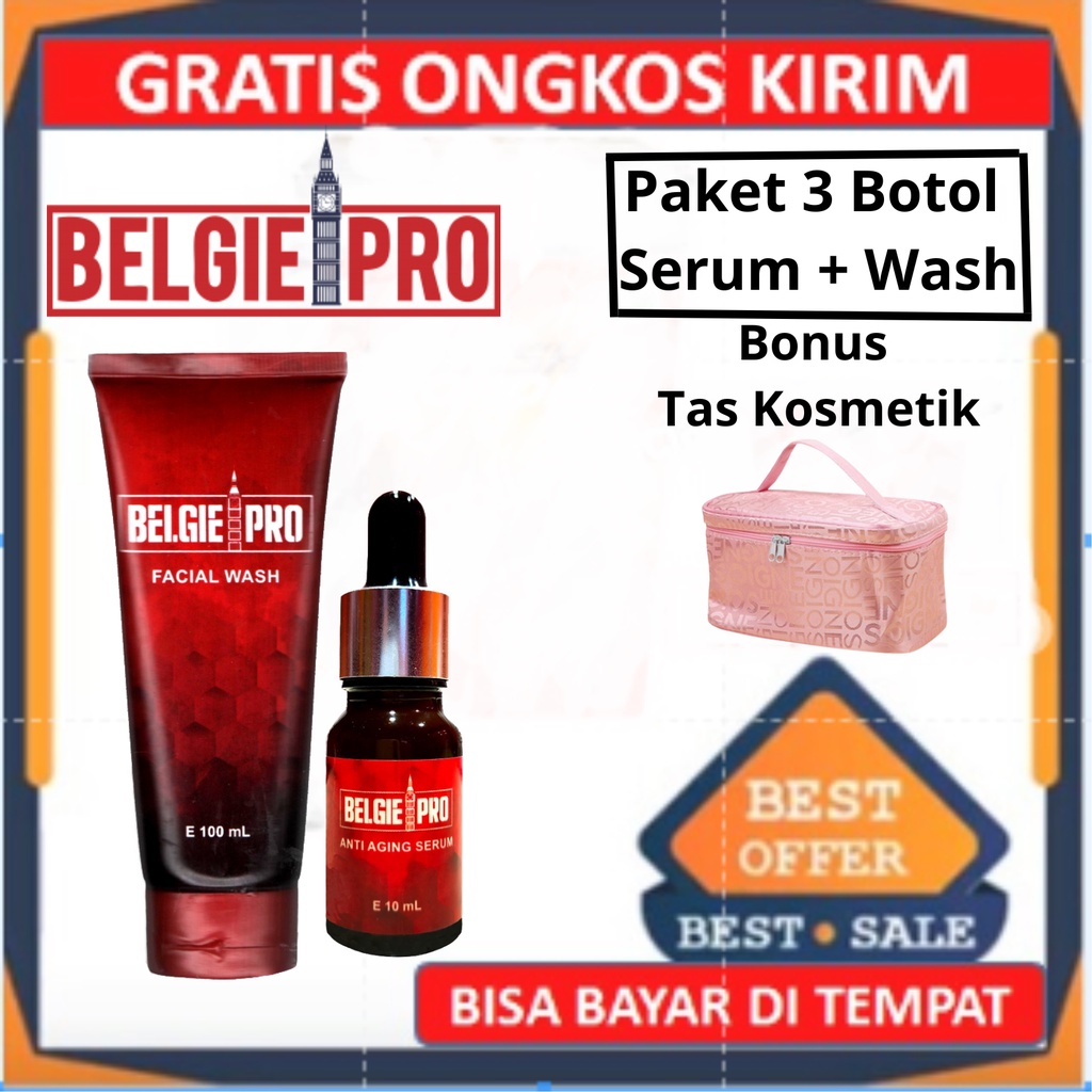 Belgie Pro paket 3 Botol Facial Serum &amp; Facial Wash