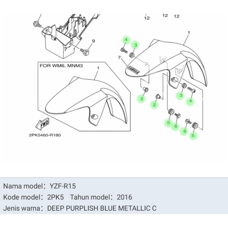 BAUT SET DEPAN YAMAHA R15 LAMA V2 ORIGINAL YAMAHA YGP