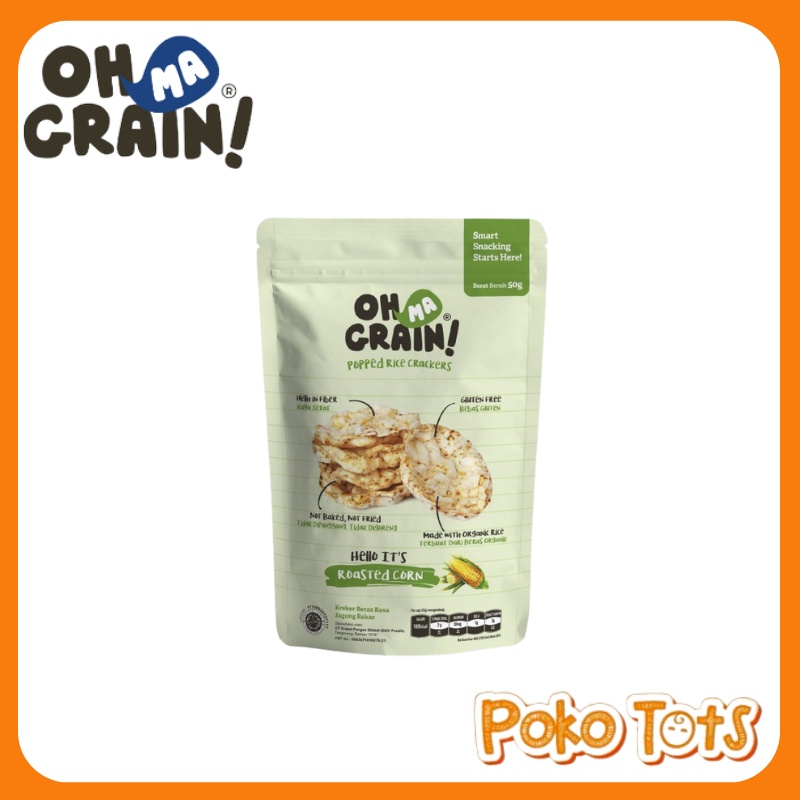 Oh Ma Grain! Popped Rice Crackers 50gr Kreker Beras Snack Cemilan Organik OMG Non MSG