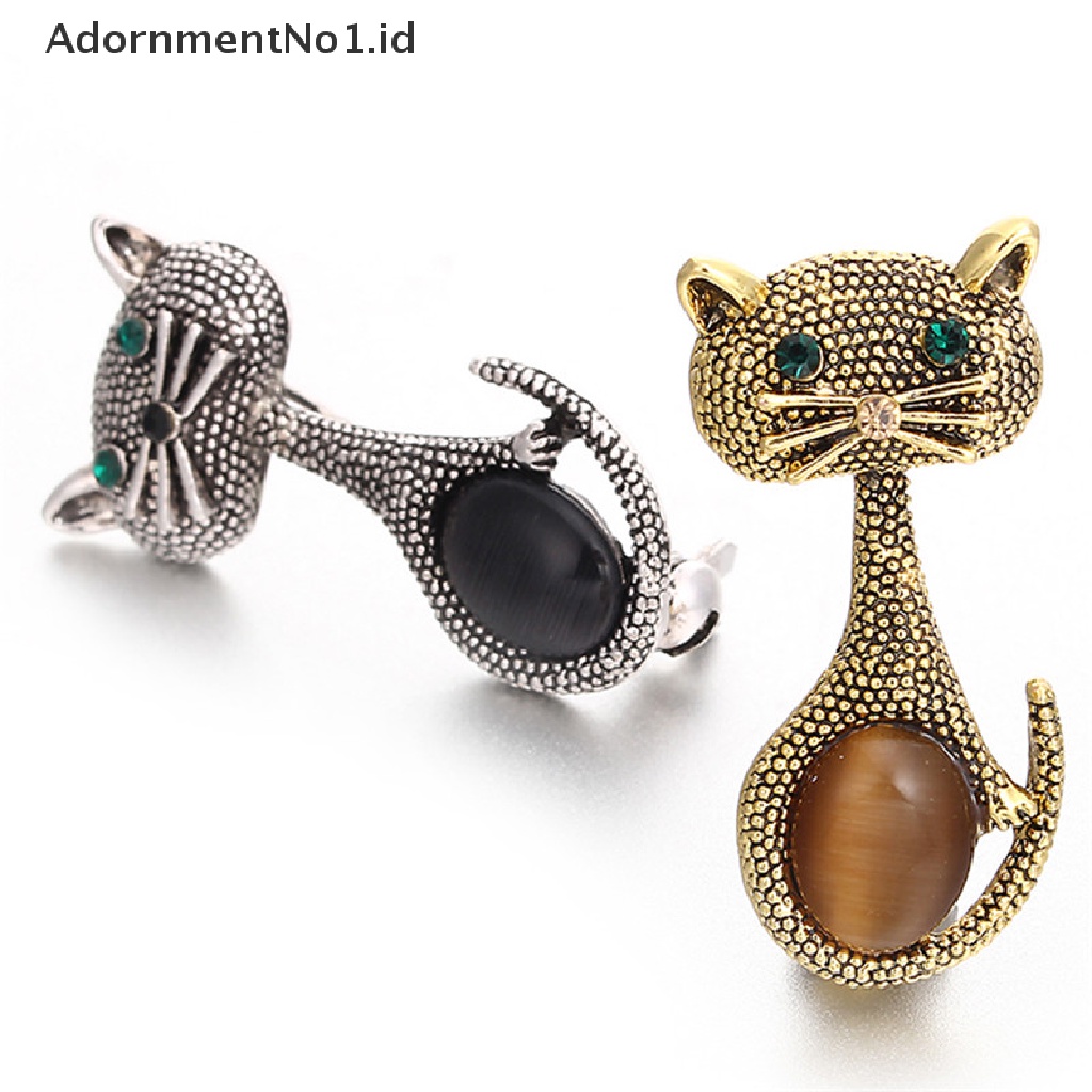 [AdornmentNo1] Cat Eye Stone Brooch Pin Hewan Bros Kerah Klip Pernikahan Opal Wanita Bros [ID]