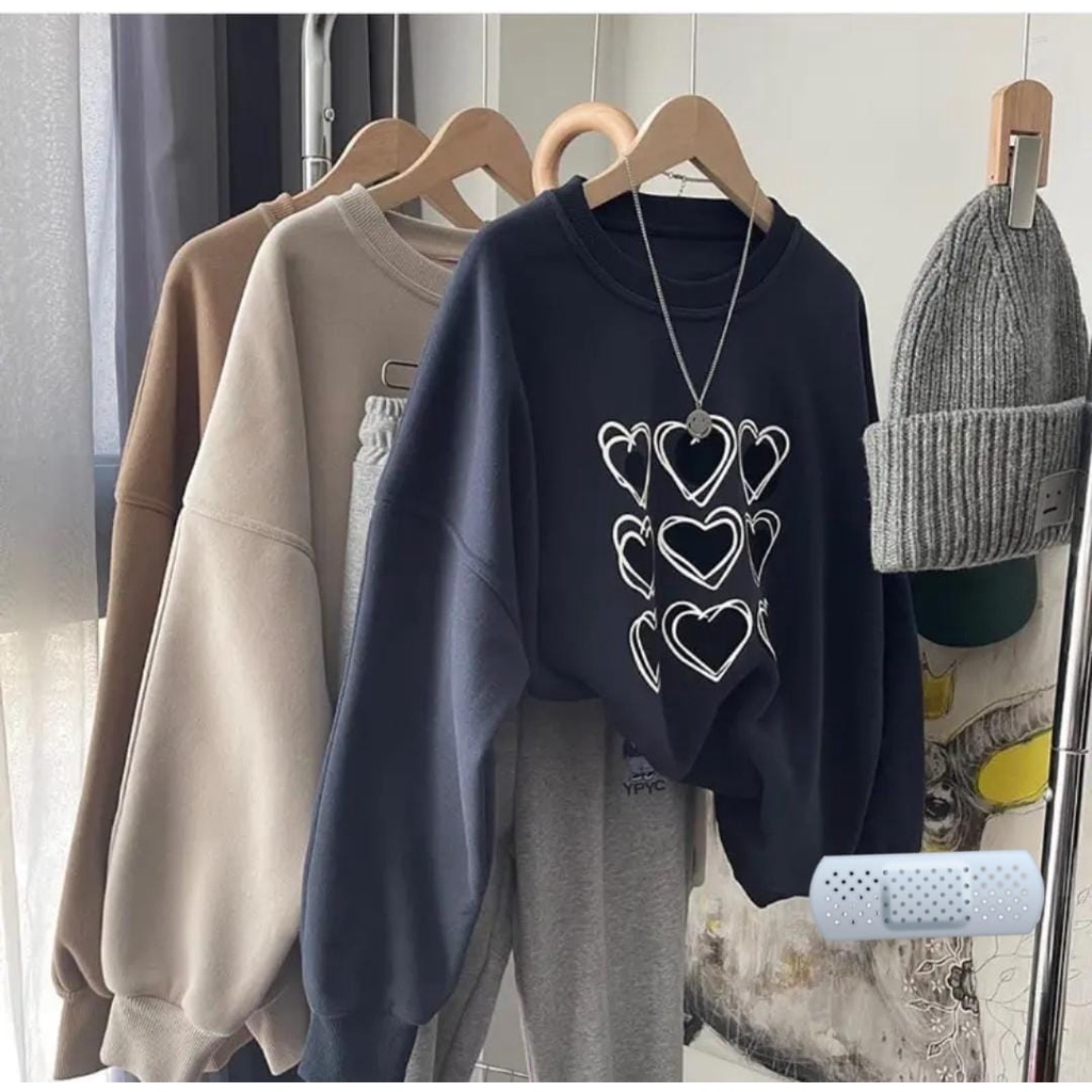 MANY LOVERS CREWNECK WEATER WANITA ALLSIZE FIT L / SWEATER TEBAL TERBARU