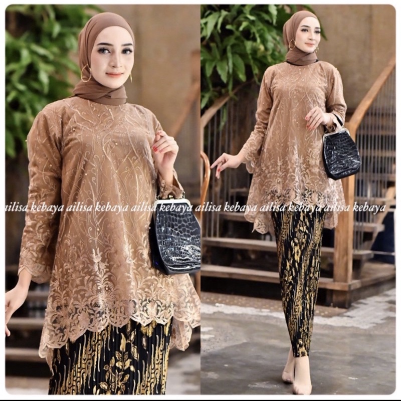 TUNIK BROKAT TILE PREMIOUM TERBARU/Modern seragaman pesta/kebaya best seller by dvn style