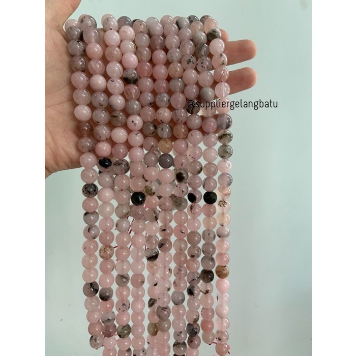 batu alam 10mm PINK rhodochrosite akik bahan natural rangkai aksesoris