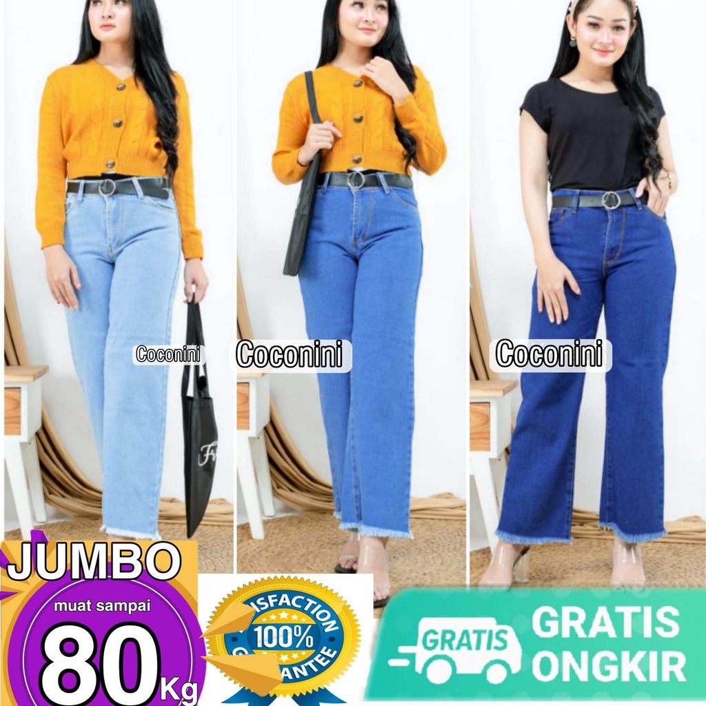 Celana jeans wanita kulot rawis kekinian viral ootd selebgram 2021 2022 termurah