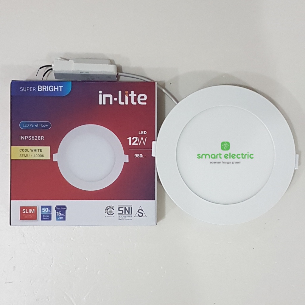 in-Lite Panel Slim Downlight 12 Watt Lampu Plafon Inlite 4000K Bulat