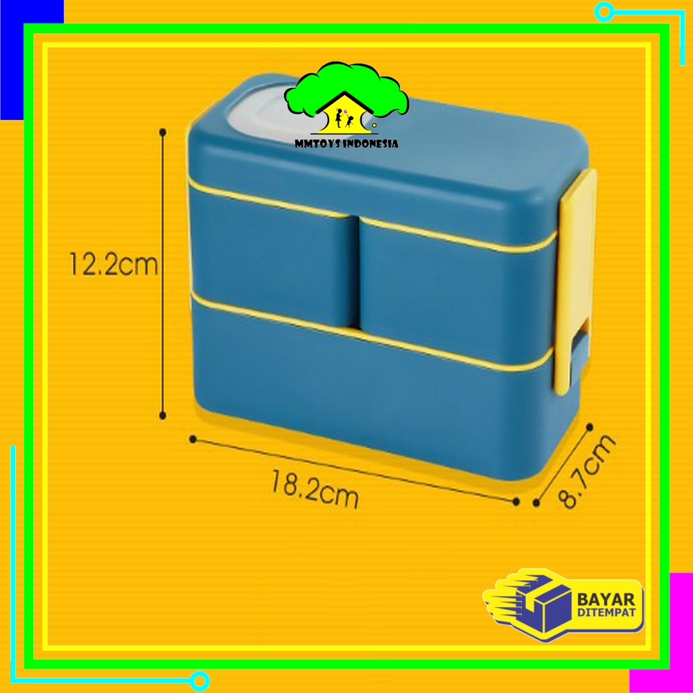 MI-C779 Kotak Makan 2 Tingkat Portable 1050ML Ada Sauce Cup / Lunch Box 2 Layer / Rantang Makanan Set Anti Tumpah