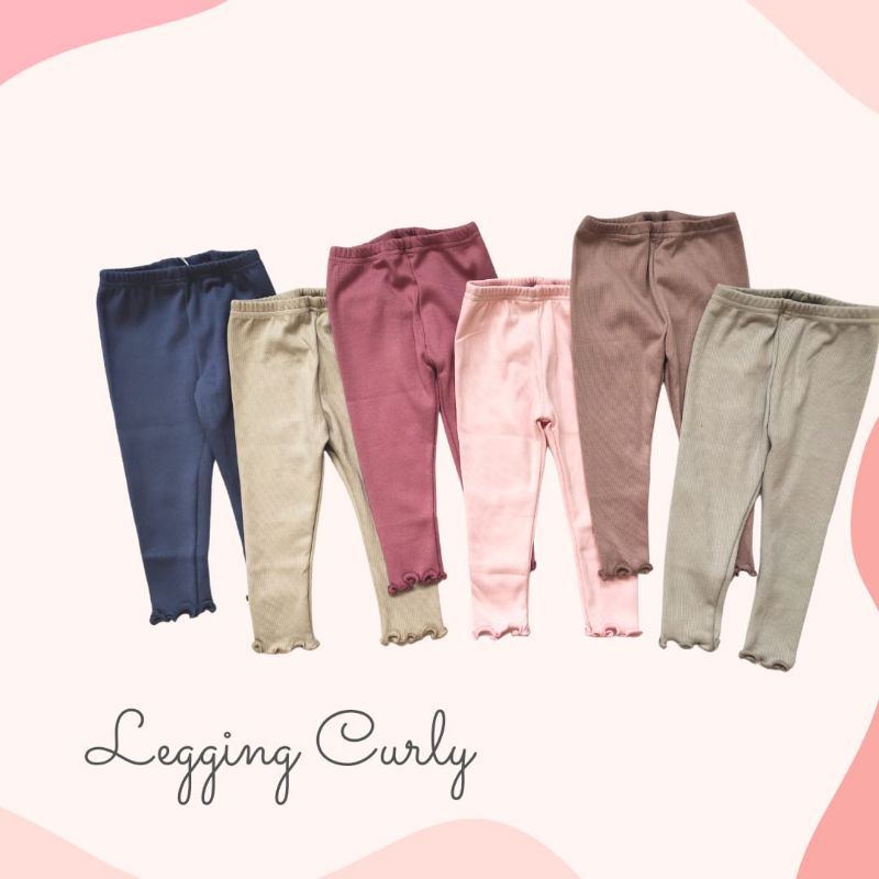 Celana Legging Anak Curly Ruffle Knit Tee | Bawahan Celana Anak Bahan Rib Knit Halus dan Lembut | Bawahan Anak Cewek