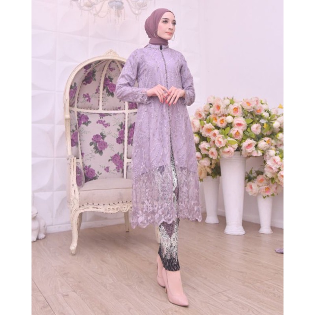 Permata Olshop / Kebaya Tunik Busui Payet Modern / Kebaya Busui / Kebaya Modern/ Kebaya Wisuda / Kebaya Kurung Tulle Bordir Busui