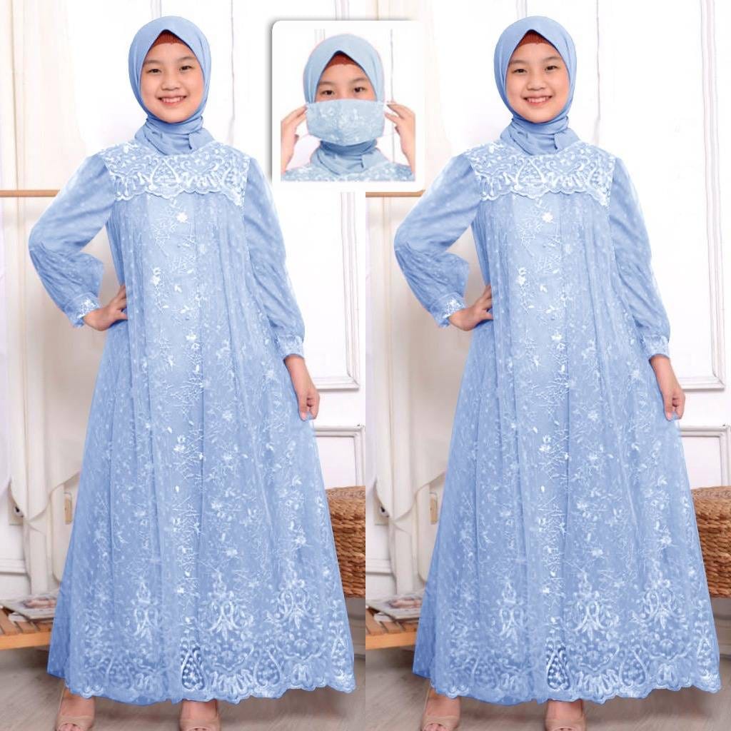 Baju Gamis Maxy Brukat Wanita Remaja Mewah Terbaru 2023 Model Kekinian Trendy Gamis Brukat Nempel Ba