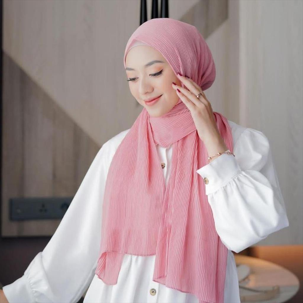 MJS 180 - Kerudung Hijab Pashmina Full Plisket Pasmina Shawl Plisket uk 75x175cm.