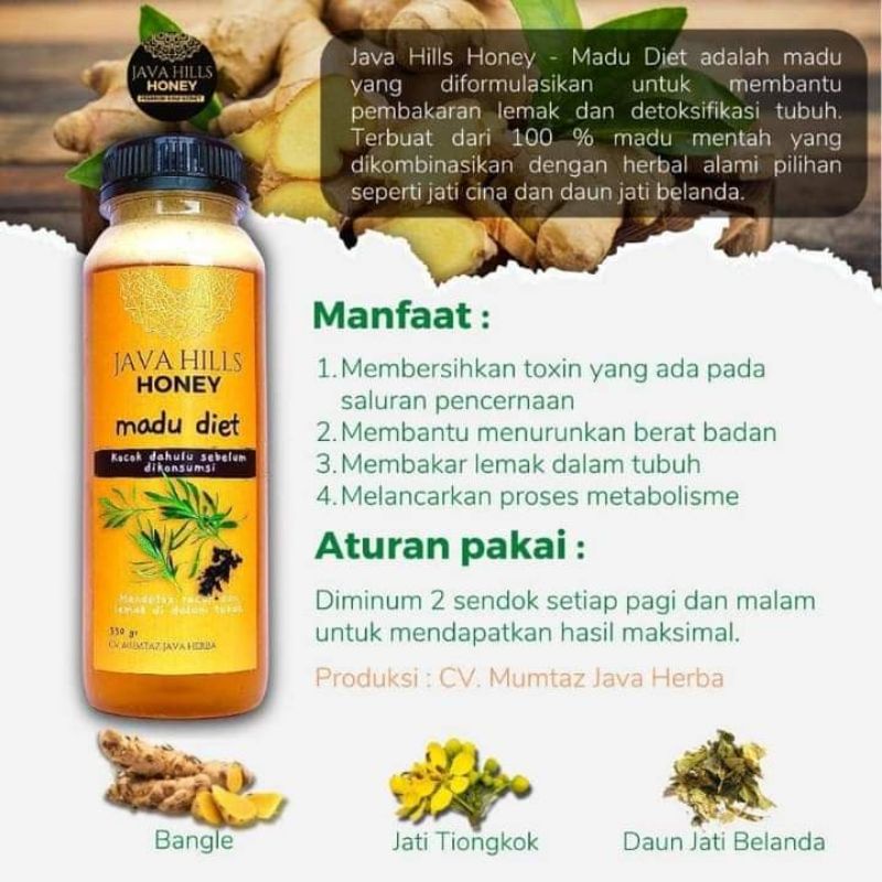 

MADU DIET HERBAL ASLI PREMIUM JAVA HILLS HONEY 330gr