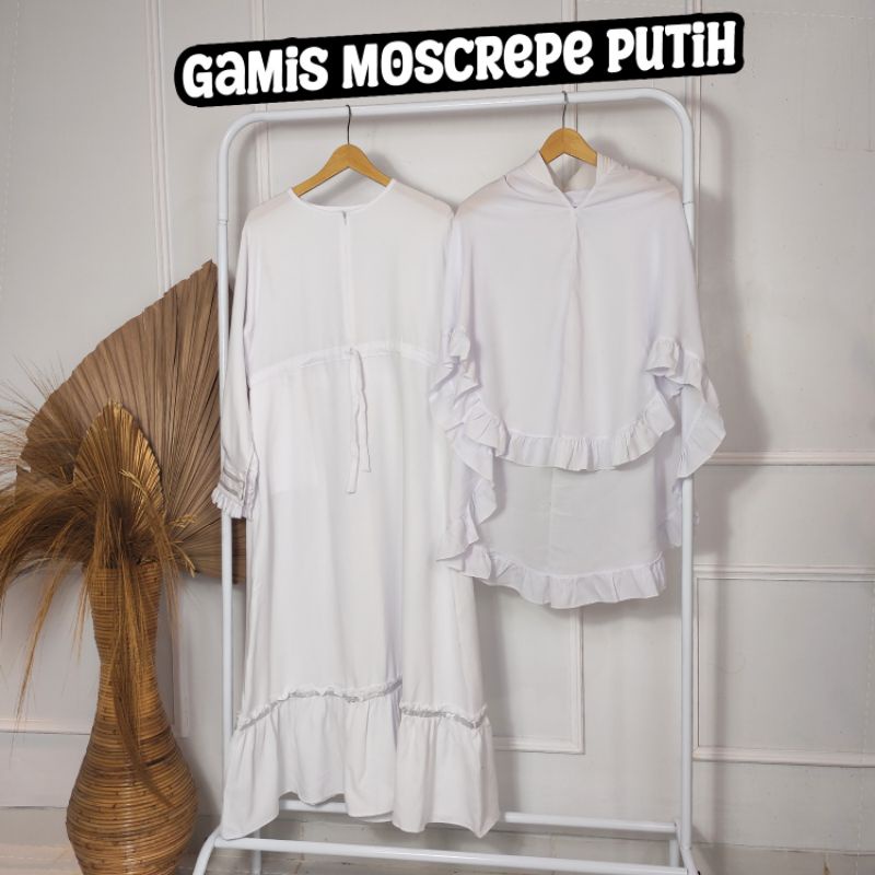 Gamis Putih Tanggung / Gamis Syari Putih Syari / Gamis Anak Tanggung / Gamis Busui Ibu Muda Terbaru