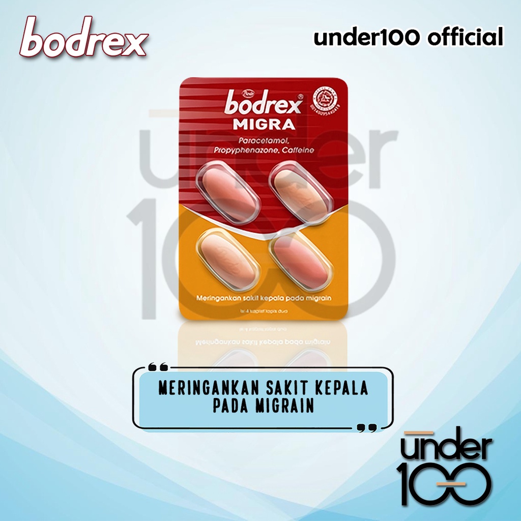 ❤ Under100 ❤ Bodrex 1 Strip isi 4 Tablet | Flu Batuk | Extra | Migra | Demam