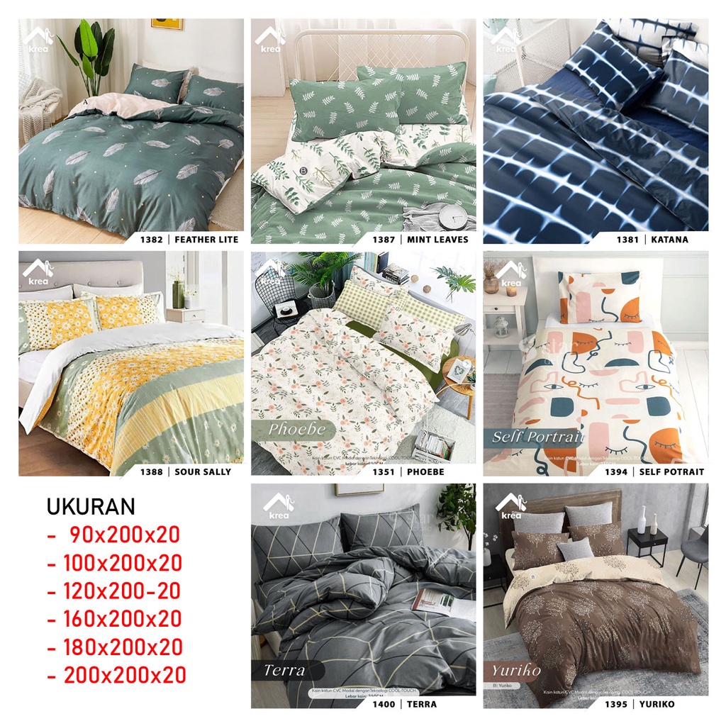 SET SPREI AESTHETIC BAHAN KATUN CVC ANTI GESER SARBAN + SARGUL MOTIF