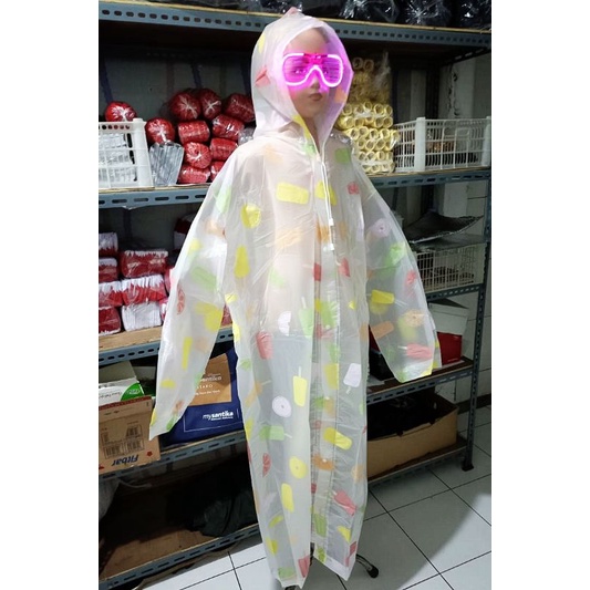 Jas Hujan Polkadot Tebal Dewasa Jas Hujan Motif Raincoat Rain Coat PVC Lebih Tebal