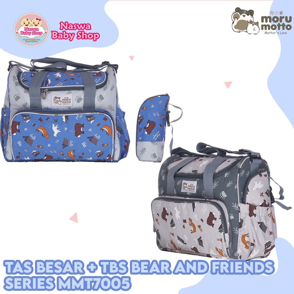 Moru Motto Tas Besar Perlengkapan Bayi + Tempat Botol Susu Bear And Friends Series MMT7005
