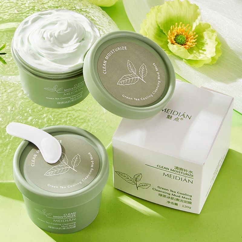 GRATIS ONGKIR MEIDIAN LGKP SPATULA {instant COD Medan Termurah} BEST SELLER MEIDIAN/MAIGOOLE Original 100% Green Tea Cooling Cleansing Mud Mask Masker Lumpur Teh Hijau Memutihkan Anti Acne Terlaris