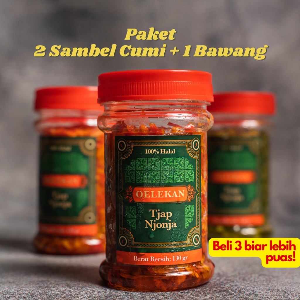 

2 Sambel Cumi + 1 Sambel Bawang Oelekan Tjap Njonja Halal Homemade 130 gr