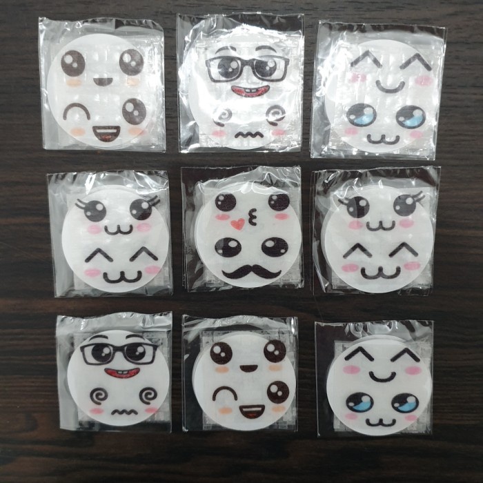 edible sticker bento hiasan makanan bentuk wajah karakter smile kawaii rice paper sticker kertas bisa dimakan hias bento bekal anak viral Edible Sticker Mata - Stiker Anak Murah - stiker mata bento - edible stamp - edible picture - stiker makanan mata emo