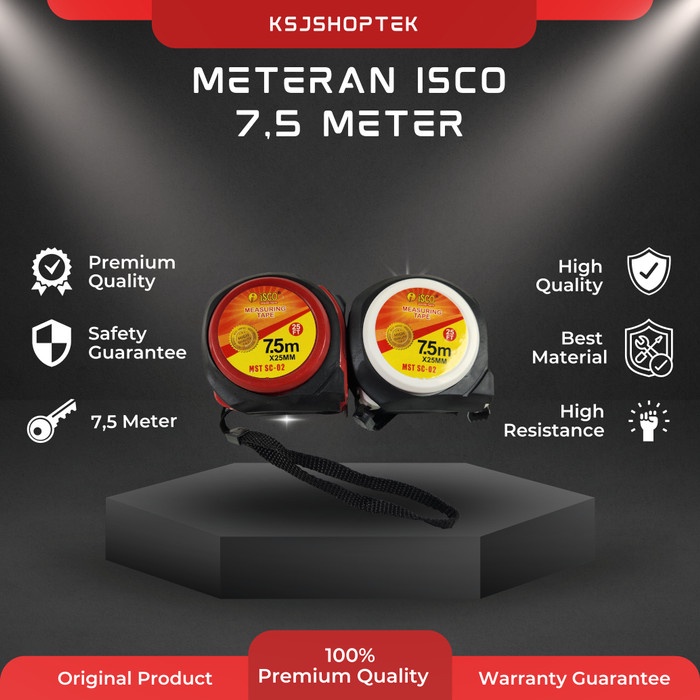 METERAN SAKU UKUR ISCO MINI ABS DOUBLE LOCK MEASURING TAPE 7,5 METER