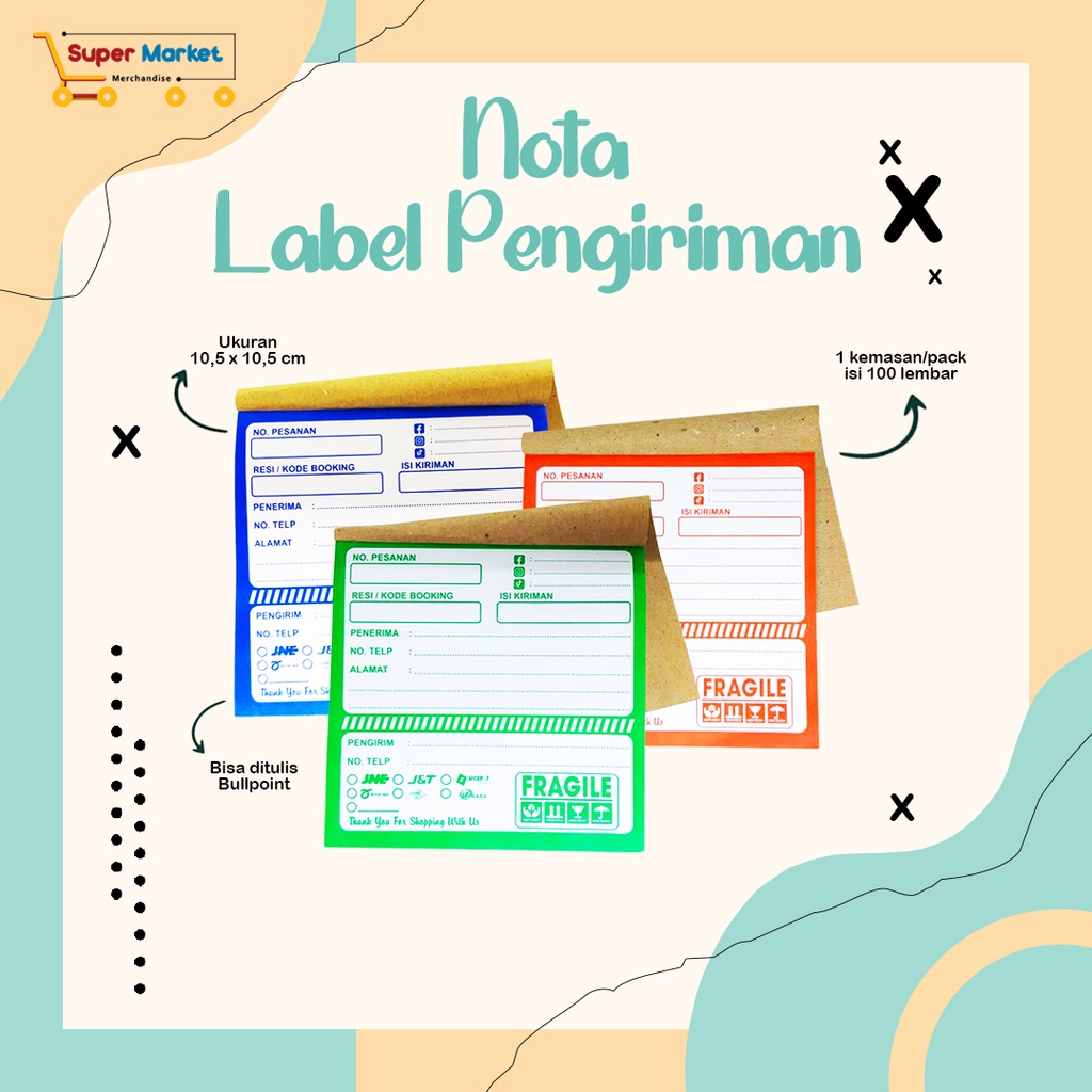 

Nota pengiriman / Label pengiriman Olshop / Nota Resi